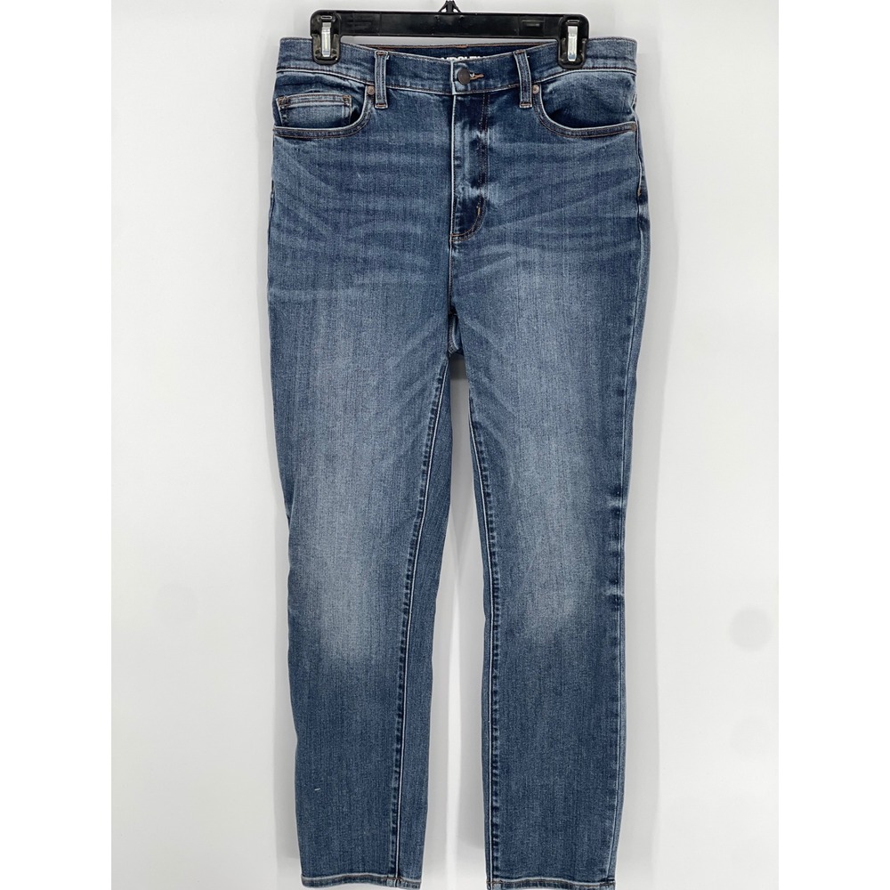Lands' End Womens High Rise Slim Ankle Jeans Blue Medium Wash Size 10